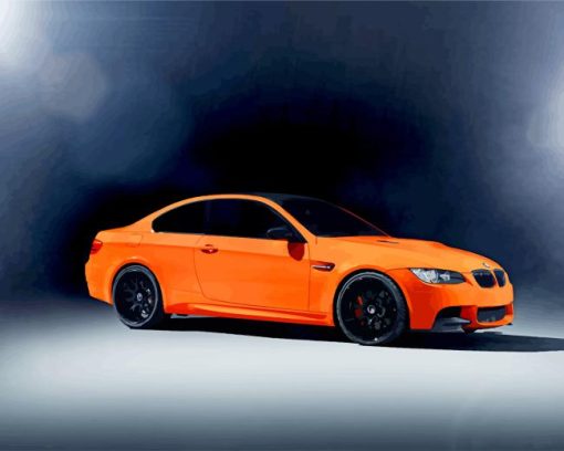 Orange Bmw 3 Car Diamond Painting