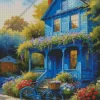 Bicycle And Blue House Diamond Painting