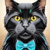 Black Cat In A Blue Tie Diamond Painting