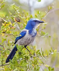 Blue Aphelocoma Diamond Painting