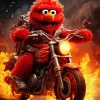 Elmo On Motorcycle Diamond Painting