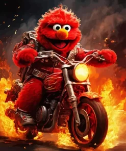 Elmo On Motorcycle Diamond Painting