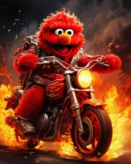 Elmo On Motorcycle Diamond Painting