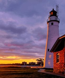 Fort Gratiot Lighthouse At Sunset Diamond Painting