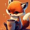 Fox With Coffee Diamond Painting