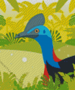 Illustration Cassowary Bird Diamond Painting