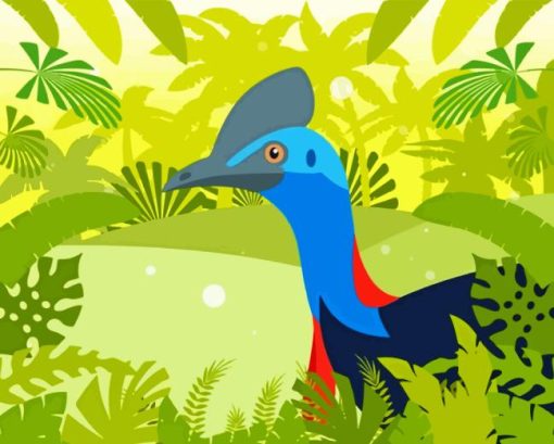 Illustration Cassowary Bird Diamond Painting