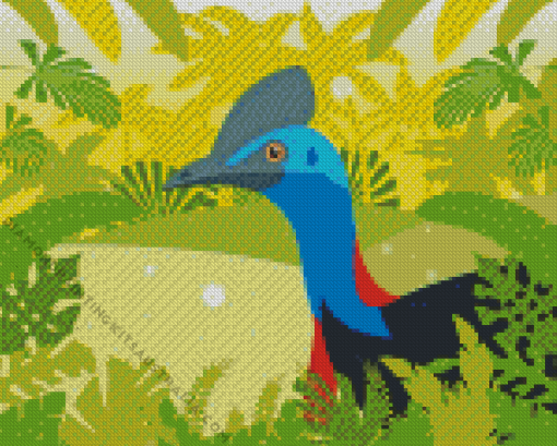 Illustration Cassowary Bird Diamond Painting