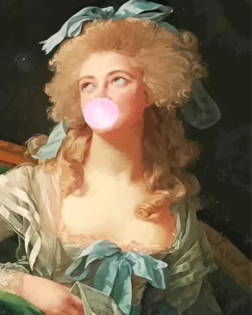 Lady Blowing Bubble Gum Diamond Painting