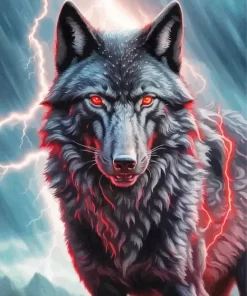 Lightning Black Wolf Evil Diamond Painting