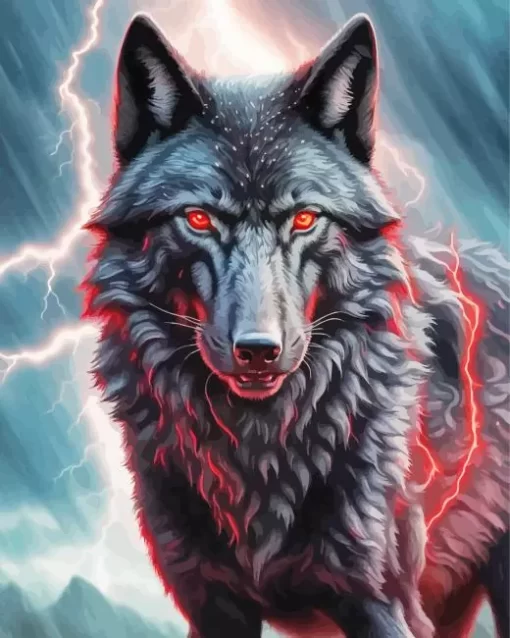 Lightning Black Wolf Evil Diamond Painting