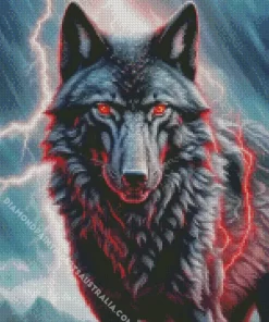 Lightning Black Wolf Evil Diamond Painting