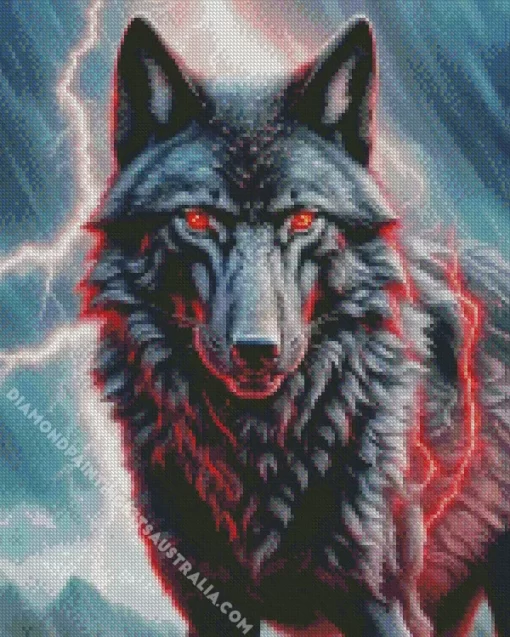 Lightning Black Wolf Evil Diamond Painting