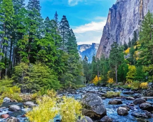 Merced River In California Diamond Painting