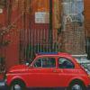 Orange Fiat 500 Car Diamond Painting