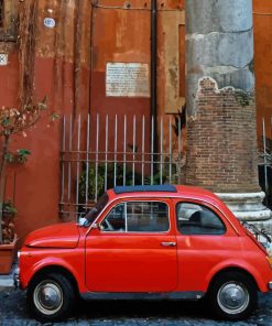 Orange Fiat 500 Car Diamond Painting