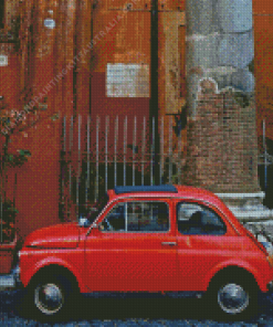 Orange Fiat 500 Car Diamond Painting