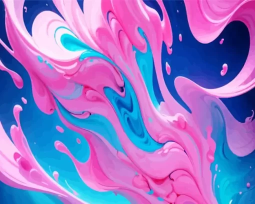 Abstract Blue And Pink Diamond Painting