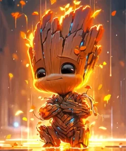 Adorable Groot Fire Diamond Painting