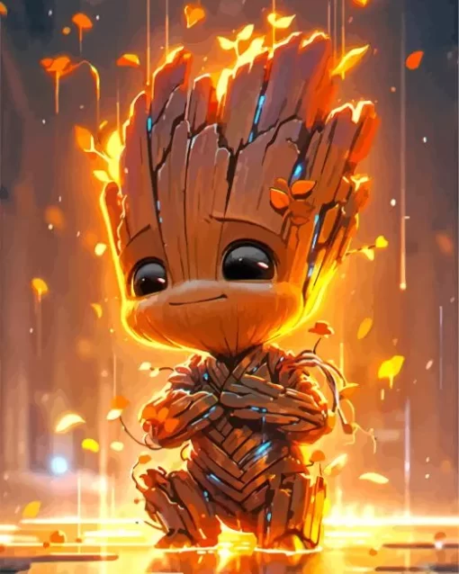 Adorable Groot Fire Diamond Painting