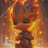 Adorable Groot Fire Diamond Painting