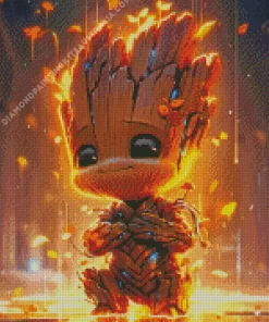 Adorable Groot Fire Diamond Painting