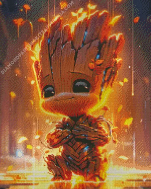 Adorable Groot Fire Diamond Painting