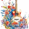 Floral Guitar Diamond Painting