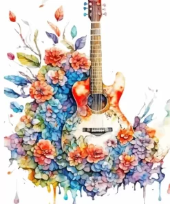 Floral Guitar Diamond Painting