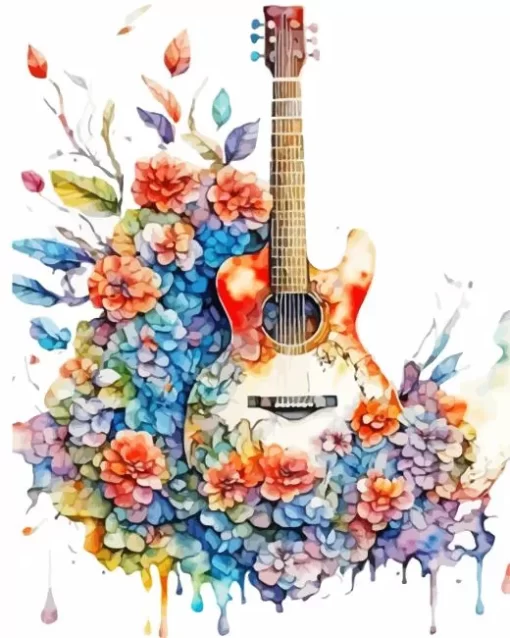 Floral Guitar Diamond Painting