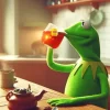 Aesthetic Frog Sipping Tea Diamond Painting