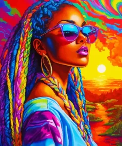 Afro Lady Wity Braids Art Diamond Painting