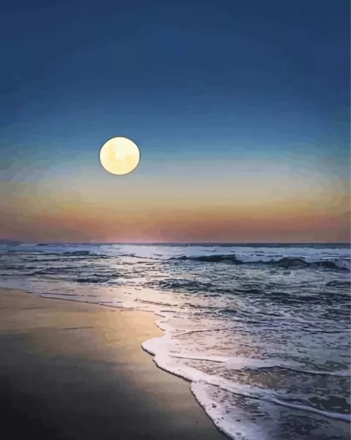 Beach With Moon Diamond Painting