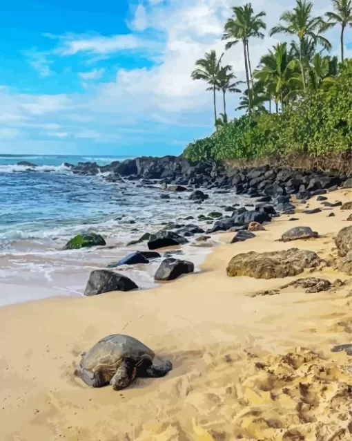 Beach With Turtle Diamond Painting