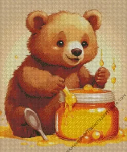 Bear Eating Honey Diamond Painting