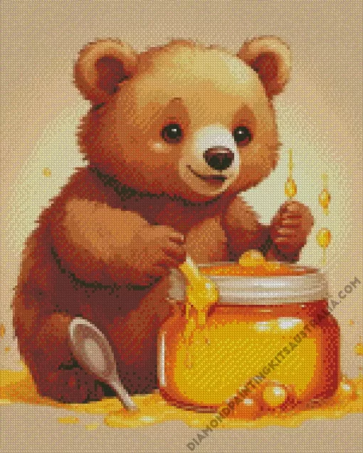 Bear Eating Honey Diamond Painting