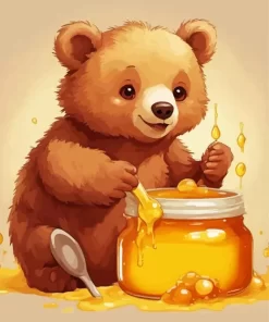 Bear Eating Honey Diamond Painting