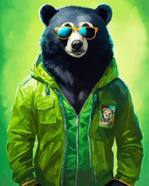 Bear Wearing Glasses Diamond Painting