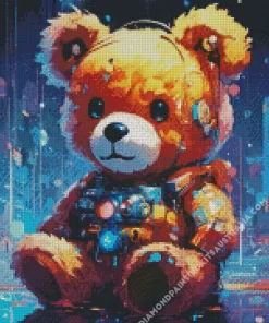 Bear With Headphones Diamond Painting