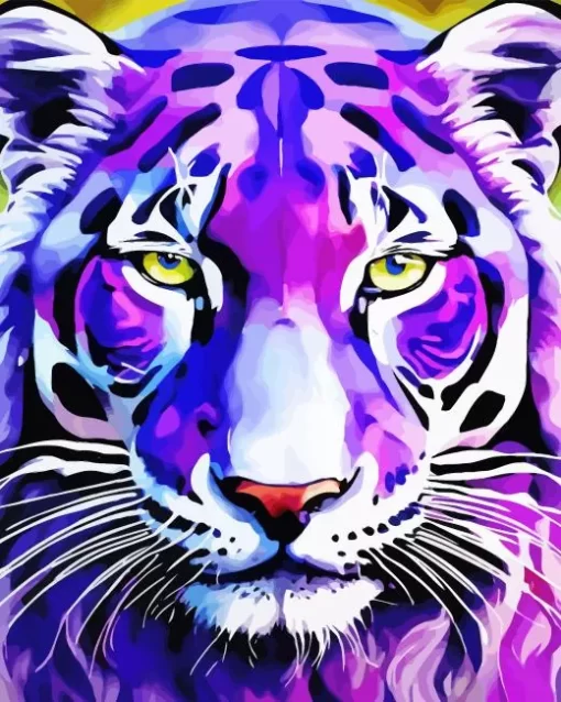 Big Eyed Purple Tiger Diamond Painting