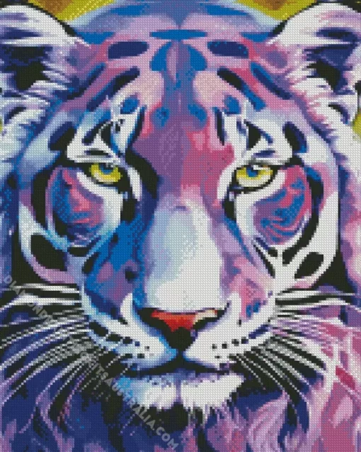 Big Eyed Purple Tiger Diamond Painting