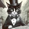 Black Tie Cat Reading Newspaper Diamond Painting