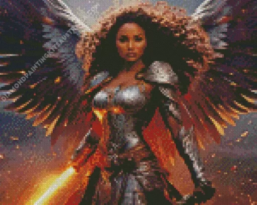 Black Warrior Angel Girl Diamond Painting