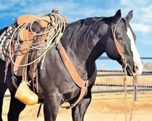 Black Western Horse Diamond Painting