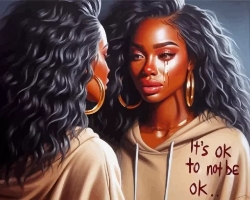 Black Woman Crying Diamond Painting