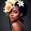 Black Woman Flowers On Head Diamond Painting