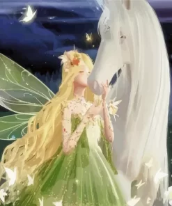 Blond Fairy And Horse Diamond Painting