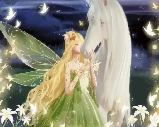 Blond Fairy And Horse Diamond Painting