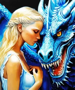 Blond Girl And Dragon Diamond Painting