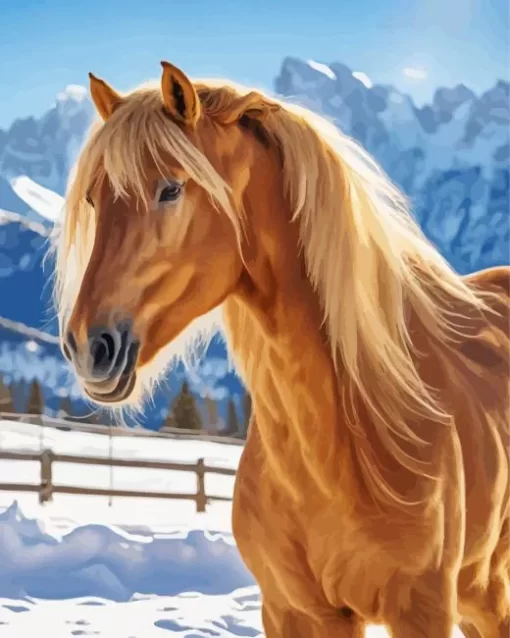 Blond Hair Horse Diamond Painting